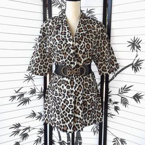 Vintage 80s Cheetah Print Oversized Jacket and Short Set NWT